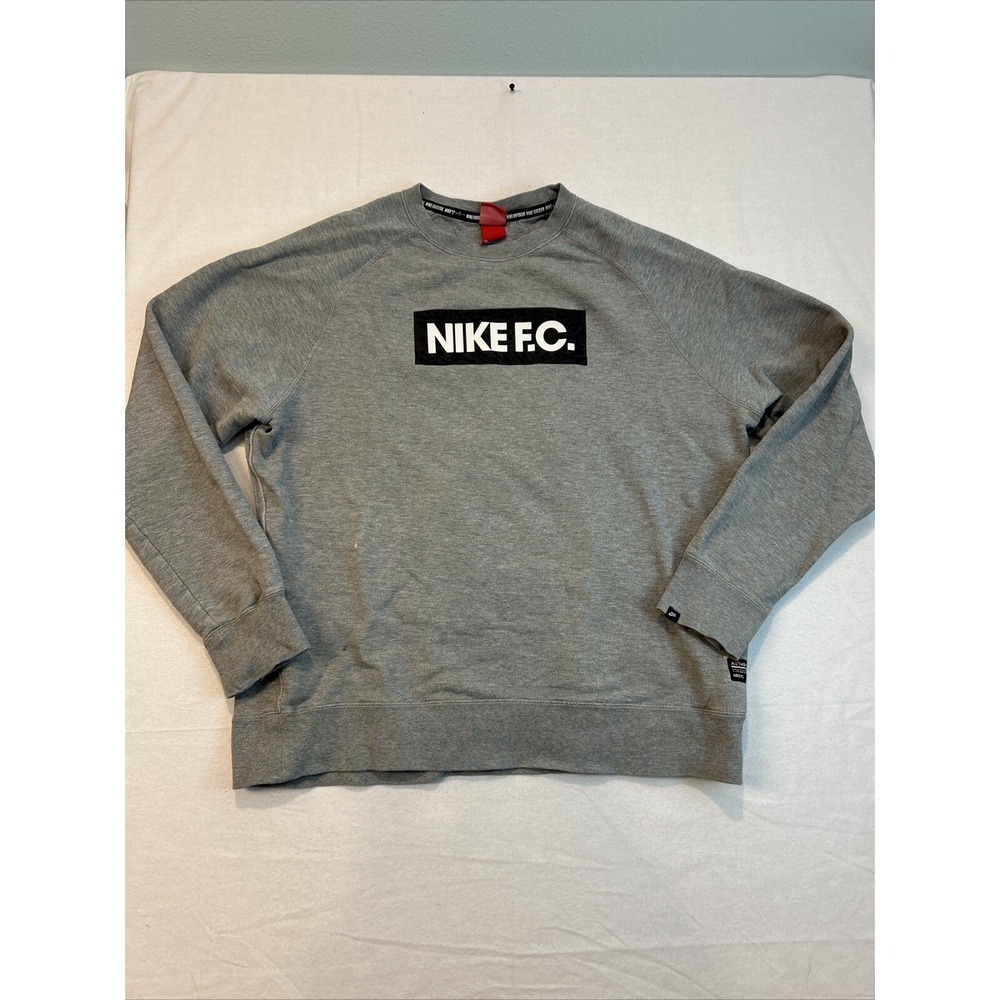 Vintage Nike Soccer FC Mens Gray Sweatshirt Long Sleeve Pullover XXL